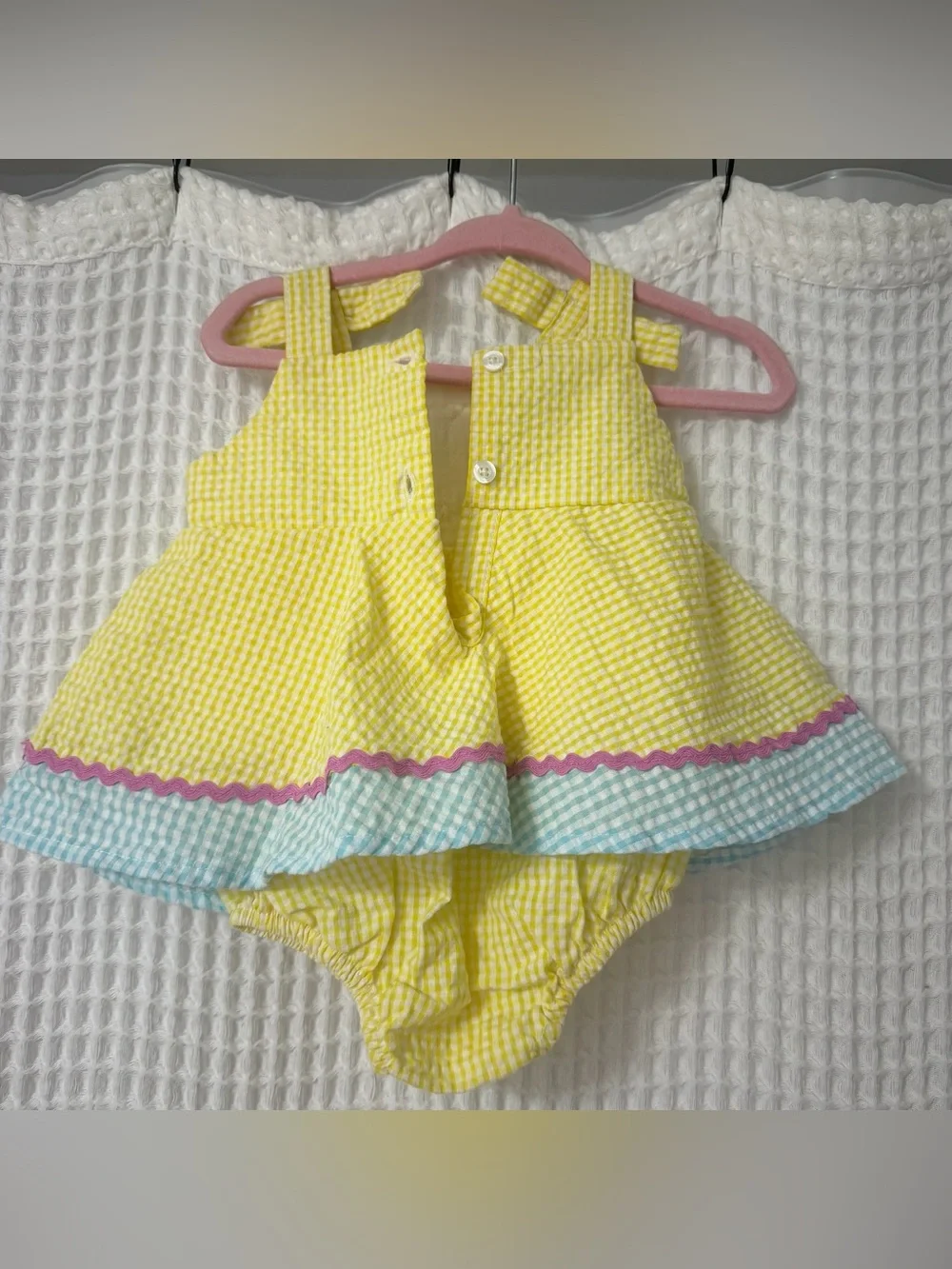 Yellow Gingham Baby Girl Romper